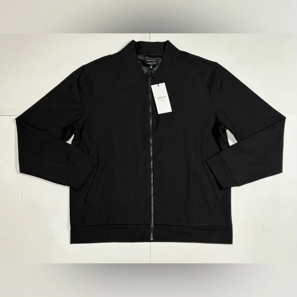 Kenneth Cole New York Men’s Full Zip Bomber Jacket KF9L48BLK black size M medium